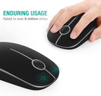 VssoPlor Wireless Mouse, 2.4G Slim Portable Computer Laptop Mouse with Nano Receiver Quiet Silent Optical Mice for Notebook, PC, Laptop, Computer-Black and Silver