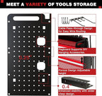 NattyDot Power Tool Organizer Wall Mount with Charging Station,Cordless Tool Organizer 8 Drill Holder, 4 Layer Storage Rack for Garage Organization,Tool Holder with 8 Outlet Power Strip (Red)
