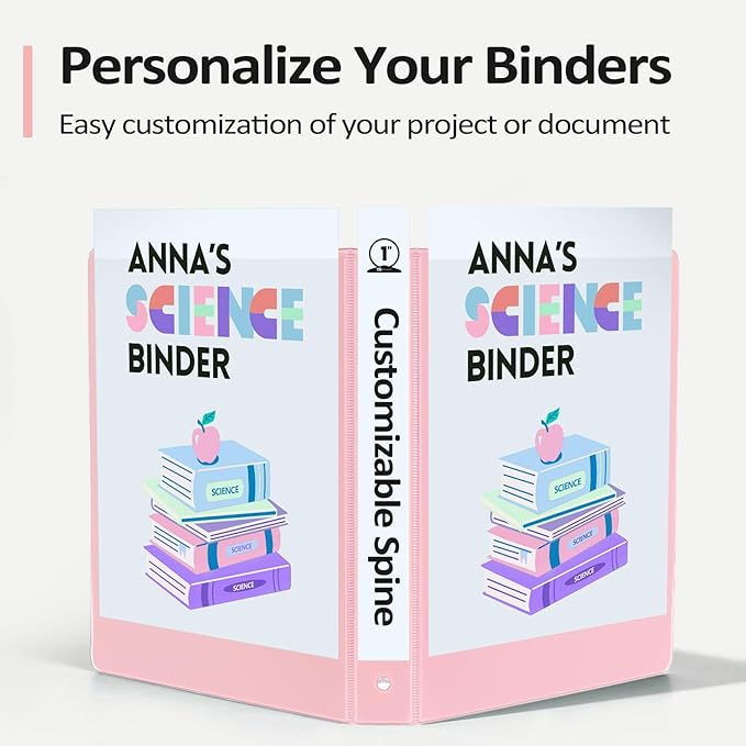 BinderX Extra Durable 3 Ring Binder, Round Ring 2 Inch Binders, Fits 450 Sheets of 8.5x11 Paper, Customizable View Cover with Inside Pockets, Cute 2" Binder, School Supplies for Girls, Green
