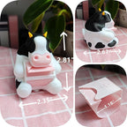 RhyNSky Cute Office Accessories - Stamp Roll Holder Postage Stamp Dispenser for Desk, No Stamps, 1.18" Core, Black Cow Design, C04