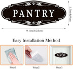 Pantry Door Sign Sticker for Kitchen, Self-adhesive Farmhouse Pantry Decor for Home，Waterproof Vinyl Food Storage Decals for House Area, Glass/Wooden Door, Restaurant （Black）