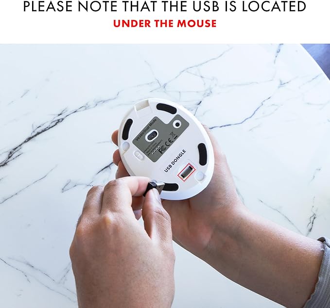 J-Tech Digital Wireless Mouse, Vertical Ergonomic Mouse with Bluetooth Dual Modes + USB Dongle + Rechargeable w/ 2.4GHz Wireless + Adjustable DPI 3200 for Laptop, Desktop, PC, Mac [V638W], White