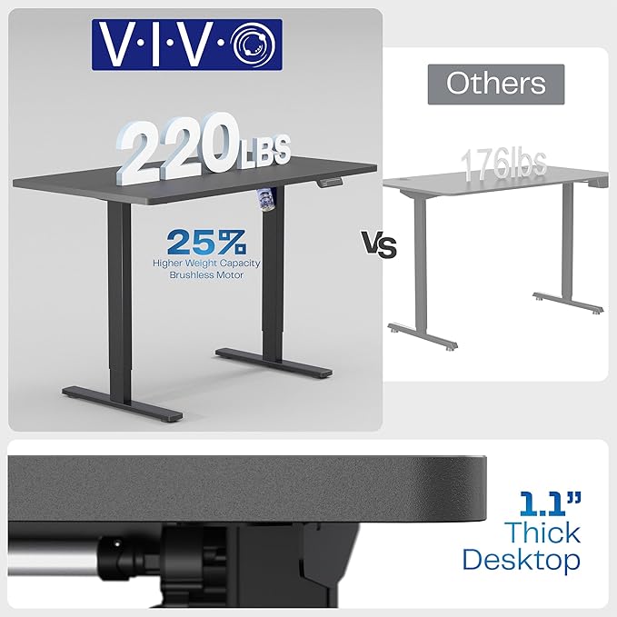 VIVO Electric 60 x 24 in Rustic Standing Desk, Memory Height Adjustment, 1B Series, Holds 220 lbs, One-Piece Vintage Brown Top, Gray Frame, DESK-KIT-1G6N