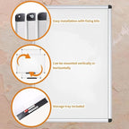 VIZ-PRO Dry Erase Board/Whiteboard, 36 X 24 Inches, Wall Mounted Board for School Office and Home