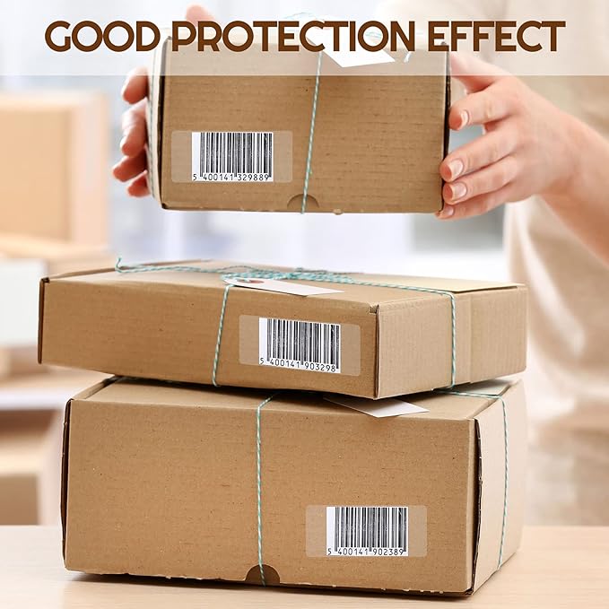 Zonon 500 Pcs Clear Labels Label Protector Clear Stickers Wafer Seals Waterproof Labels for Protecting Barcodes, Numbers and Stickers (3.14 x 1.18 Inch,Rectangle)