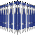 Zonon 38 Pieces Rubberized Ballpoint Pen with Stylus Tip Stylish Metal Pen Capacitive Styli with Soft Rubberized Grip, Black Ink for Most Devices(Dark Blue)