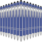Zonon 38 Pieces Rubberized Ballpoint Pen with Stylus Tip Stylish Metal Pen Capacitive Styli with Soft Rubberized Grip, Black Ink for Most Devices(Dark Blue)