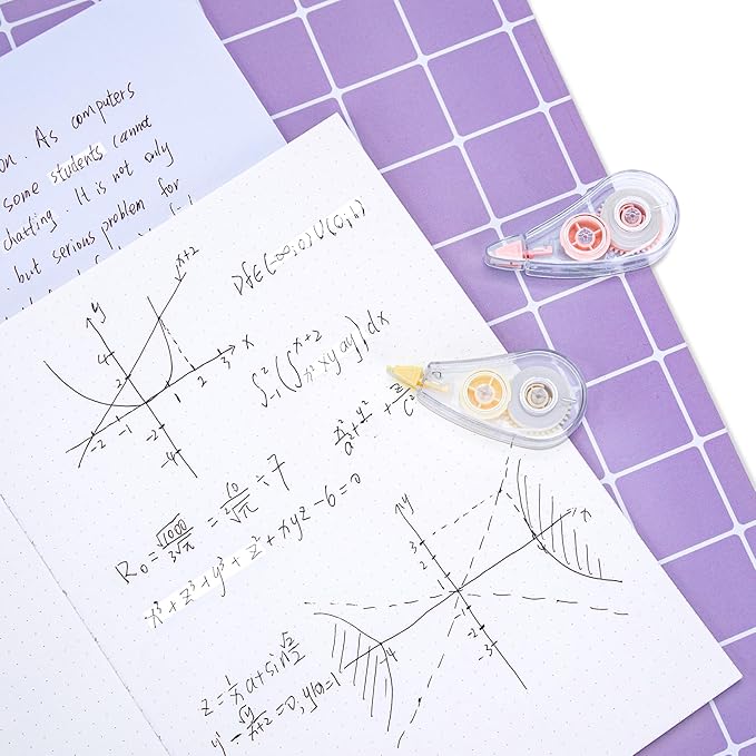 12 Pcs Colorful Core Correction Tape, 18.04 Ft White Wrong Out Tear-Resistant Bulk, Instant Corrections Easy To Use Applicator for School, Office, Note Taking, Journal (Tape Width 0.2 in)