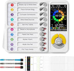 3-in-1 Visual Timer & ADHD Tool for Kids and Adults, 12/24H Silent Task Timer with Chore Chart, Visual Schedule for Children with Autism, Daily Checklist with Pomodoro Timer, Alarm Clock - White