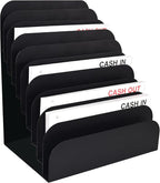 BankSupplies STEELMASTER Steel Cashier Pad Rack, 10-Slot Desktop File & Paper Organizer, Black Powder-Coated Finish, Scratch & Chip-Resistant, Deposit Slips, Checks & Forms Organizer