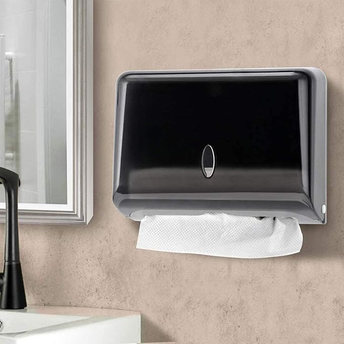 AILELAN Paper Towel Dispenser, Commercial Toilet Tissue Dispensers Wall Mount Paper Towel Holder Multifold/C-Fold Paper Towel Dispenser for Kitchen and Restroom Decor (Black)