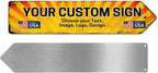 Custom Right Arrow Metal Sign by DC | Directional Signs for Indoor & Outdoor Use | Personalized Rust-Free Metal Yard Display | Customized Weatherproof Road Arrow Marker | Multiple sizes | Made in USA