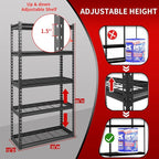 Shuntong The Atlas 30" W x 12" D x 60" H Adjustable Garage Storage Shelves Load 2500 lbs, 5 Tier Heavy Duty Shelving Unit, Metal Utility Storage Rack for Warehouse Pantry Basement Kitchen, Black