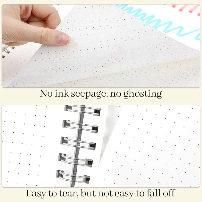 BESARME 80 Sheets A4 Dot Grid Spiral Notebook, 2PCS Dotted Notebook 8.5" × 11" College Ruled Grid Notebooks for School Office