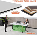 Conference Table Flip Top Mobile Conference Room Tables,Folding Conference Table with Wheels,Large Meeting Training Seminar Table Saving Space for Office Classroom(6D,61'')