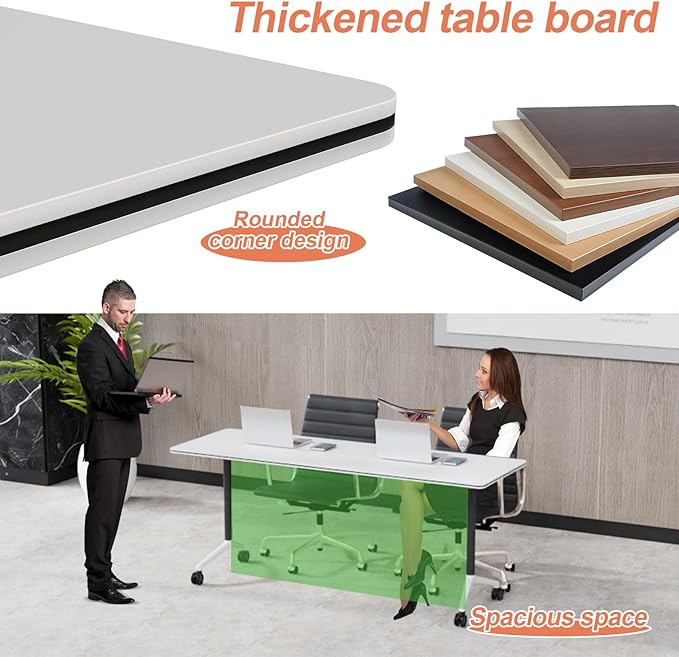 Conference Table Flip Top Mobile Conference Room Tables,Folding Conference Table with Wheels,Large Meeting Training Seminar Table Saving Space for Office Classroom(8A,47.2'')