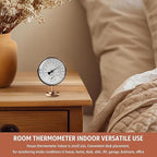 Foxyoo 4-Inch Indoor Thermometer and Humidity Gauge, Room Analog Temperature and Humidity Monitor, Dual Scale Display, Brass Dial with Stand, Battery-Free for House, Home, Desk, Bedroom, Garage, RV