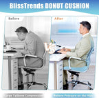 BlissTrends Donut Pillow Seat Cushion, Donut Chair Cushions for Postpartum Pregnancy & Hemorrhoids, Tailbone Pain Relief Cushion, Lifting Cushions for Office & Home Chairs (Light Blue, X-Large)