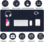 PU Leather Desk Pad Protector Gaming Mouse Pad Non Slip Desk Mat for Keyboard and Mouse Waterproof Desk Writing Pad for Office and Home Desk Accessories(Dark Blue, 35.4 * 17.7)