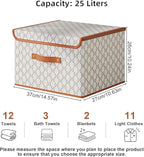 Tuza 2 Pack Fabric Storage Bins with Lids, Collapsible Closet Organizer Container, Decorative Storage Boxes with Lids for Organizing Clothes, Blanket, Grey & White, Medium