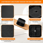 shouwuhho 24 Pack Furniture Risers Adjustable Bed Risers Heavy Duty Lifts Height 1", Square Stackable Bed Risers 1, 2 or 3 Inch for Desk Leg Table Couch Sofa Chair Bed Frame Legs Dorm, Black