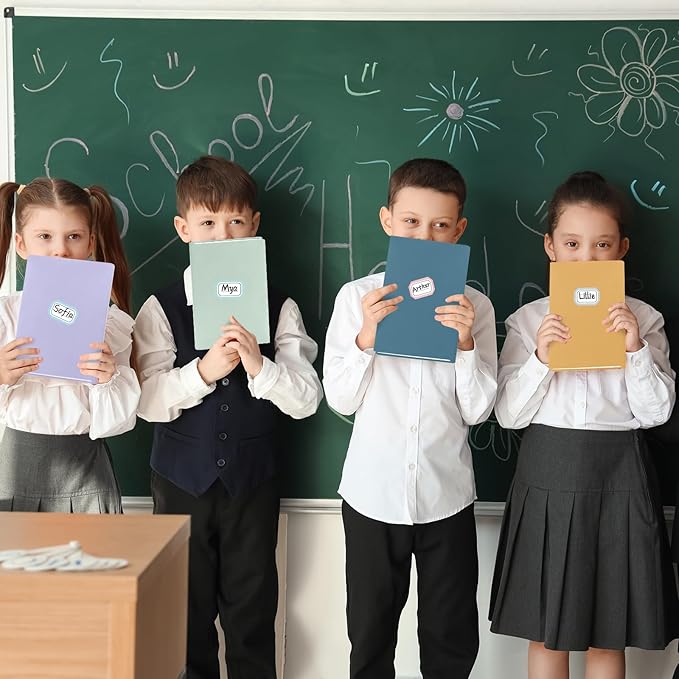 Jumbo Stretchable Book Covers 12PCS Reusable Fabric Book Covers with Label 9x11in Boho Pastel Protective Sleeve for Hardcover Book Textbook Cover for School Fits Most Book Sizes Up to 10x12.5in