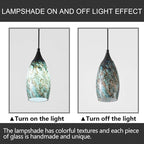 Fixture Replacement Globe Shade,Lampshade for E26 Base 1-5/8 Inch Fitter, Color Art Glass Oval Lampshade Cover for Pendant Kitchen Wall Sconce Chandelier Vanity Light (1, Agate Blue)