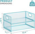 Marbrasse 2 Tier Paper Organizer Letter Tray, Mesh File Organizer with Handle, Paper Sorter Desk Organizer for Home Office Supplies - 2P Blue
