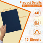 Guakicae 40 Sheets Navy Blue Cardstock 8.5 x 11 Copy Paper, 200gsm/75lb Heavyweight Paper Card Stock for Christmas DIY Making Cards, Wedding Invitations, Crafting, Memus, Greeting Cards