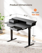 ErGear Electric Standing Desk with 4 Drawers, Height Adjustable Desk with Storage, C-Clamp Mount Compatible, Computer Home Office Table with Cable Management Tray