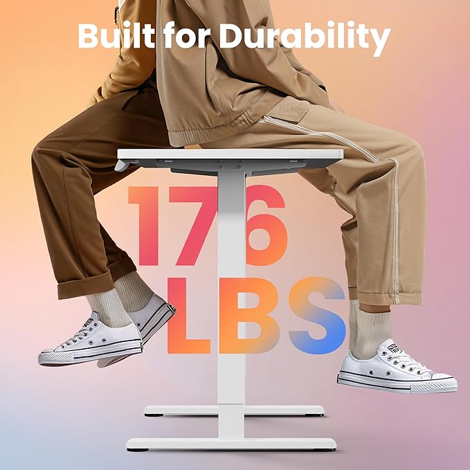 HUANUO 63 x 28 inch Electric Standing Desk Adjustable Height, 4 Memory Height Settings, Sit Stand Up Desk for Home Office & Computer Workstation, White