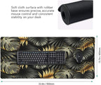 CANFLASHION Gaming Mouse Pad,Large Mouse Pads for Desk,Non-Slip Rubber Base Extended Mousepad,XXL Keyboard Mouse Mat,Stitched Edges Computer Keyboard Desk Pad,35.4x15.8inch,Black Gold Tropical Leaves