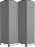 cocosica Paper Rope Room Divider, 4 Panel Wood Mesh Woven Design Screen with Double Sides Weaved, Foldable Portable Partition Divider Screen for Decorationg of Bedroom,LivingRoom,Office Separator