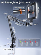 CACENCAN Camera arm Mount (Black (with Light)