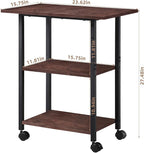 Lerliuo 3-Tier Printer Stand, Industrial Mobile Printer Table with Storage Shelf and Steel Frame, Rolling Printer Cart Holder with Lockable Wheels for Home, Office (Walnut)
