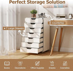 Giantex Drawers Cabinet Mobile Lateral Filing Organizer with 7 Drawers and Wheels Mobile Side Cabinet Chest for Home Office Storage Use 7-Drawer Dresser (19” x 16” x 34.5”, White)