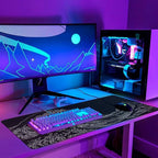 iCasso Mousepad, Gaming Mouse Pad, XXL Large Desk Mat, Big Rubber Base Mouse Mat with Stitched Edges, Computer Keyboard Desk Pad for Work, Game, Office, Home - Black Wave of Kanagawa