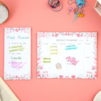 Weekly Planner Notepad Tear Off Set of 2 Weekly Calendar Pad 52 Undated To Do List Notepad Desk Planning Pads Productivity Tracker for Work School Home Goals Notes Schedule Ideas, Floral Pink