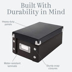 Snap-N-Store Index Card Holder Storage Box - Collapsible Organizer Box fits 1100 Flash Cards - Business, Recipe, or Note Card - 4 x 6, 1 Pack, Black