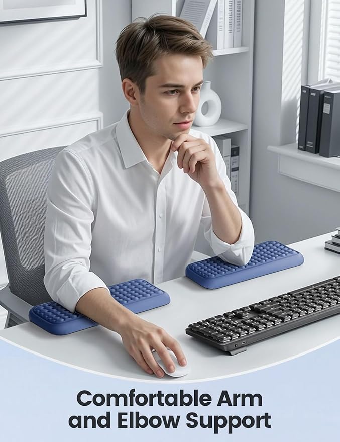 Vaydeer 2Pcs Elbow Pad for Desk, L-Shaped Arm Rest Desk Edge Cushion, Ergonomic Memory Foam Elbow Rest, Wrist Rest Support Keyboard Mouse Padding for Palm Hand Office Computer Home Gaming Accessories