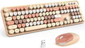 MOFII Wireless Keyboard and Mouse Combo,2.4GHz Retro Full-Size Keyboard with Number Pad and Cute Wireless Mouse for Computer PC Desktops Laptop WindowsxP/7/8/10(Milk Tea Colorful-B)