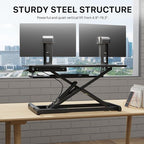 JOY worker Standing Desk Converter, 32" Wide Height Adjustable Sit Stand Up Desk Riser with Keyboard Tray, Desktop Workstation Riser for Home Office Computer Laptop, Particle Board, Black