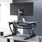 VIVO 32 inch Height Adjustable Stand Up Desk Converter, V Series, Quick Sit to Stand Tabletop Dual Monitor Riser Workstation, Black, DESK-V000VS