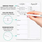 321Done Meal Planning Notepad - 50 Sheets (5.5x8.5) - Perforated Weekly Meals Planner Shopping List Menu Groceries Grocery List, Tear Off Memo Pad - Made in USA - Simple Script