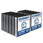 Samsill 1.5 Inch 3 Ring Binders, Made in USA, Economy Round Ring, Clear View Cover, 325 Sheet Capacity - for School, Home, Office - Black, 12 Pack