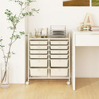 LDAILY 12 Drawer Rolling Storage Cart, Craft Cart Organizer on Wheels w/Metal Frame, Large Capacity & Smooth Drawer, Rolling Cart w/Drawers for Classroom, Office