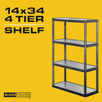 CENTREX CX 4-Tier (52.1”H x 34.8”W x 14.6”D) Plastic Storage Shelving Unit (Black), Medium Duty, 75lbs Per Shelf Capacity, Indoor Storage and Organization in Home, Garage, Office with Easy Assembly
