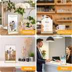 Smarpau 4x6 Gold Acrylic Sign Holder Table Number Holders 8 Pack Vertical Double Sided Clear Picture Frames for Wedding Flyer Display Stands Table Menu Holders