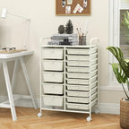 GOFLAME 15-Drawer Rolling Storage Cart, Craft Storage Cart with Removable Drawers & Lockable Wheels, Art Cart Supply Storage Organizer for Home Office Classroom, White
