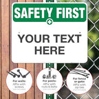 Custom Safety First Sign, OSHA Sign, 24x30 Inches, Rust Free .063 Aluminum, Fade Resistant, Indoor/Outdoor Use, Made in USA